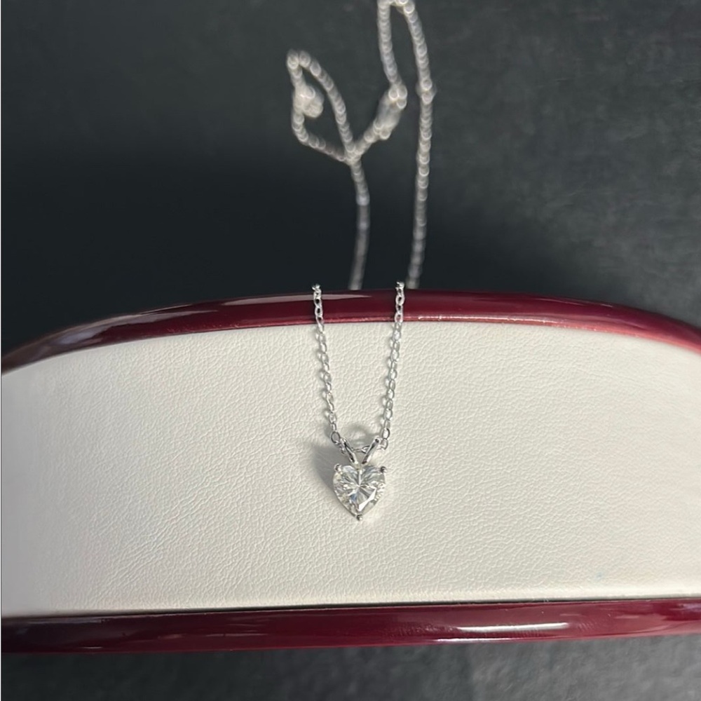 Silver Heart moissanite Pendant Necklace- watch video- retails $450